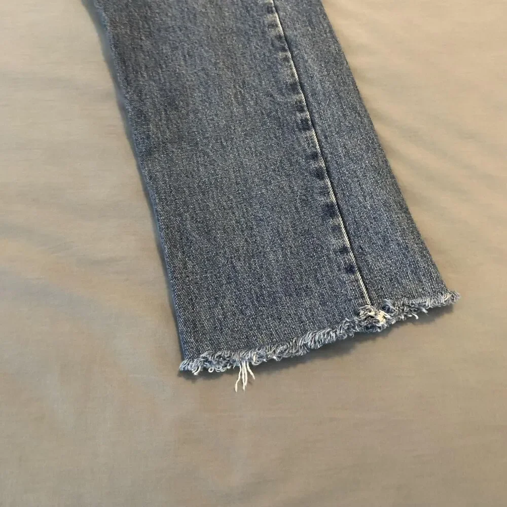 Levis 505 Jeans Mens 31x27 Blue Medium Wash Straight Leg Raw Hem Denim‎ Pants